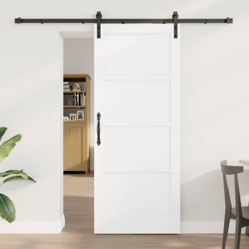 Klizna Vrata s Setom Opreme Bijela 83x202 cm Čvrsto Drvo Bor Cijena