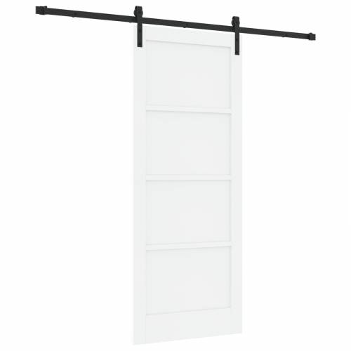 Klizna Vrata s Setom Opreme Bijela 83x202 cm Čvrsto Drvo Bor Cijena