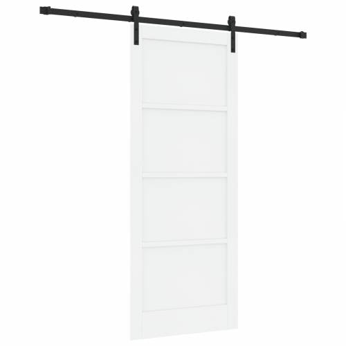 Klizna Vrata s Setom Hardvera Bijela 86x211 cm Čvrsto Drvo Bor Cijena