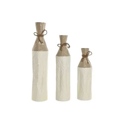 Set od 3 Vaze Home ESPRIT Bijela zlatan Metal 14 x 14 x 67 cm (3 Dijelovi) Cijena