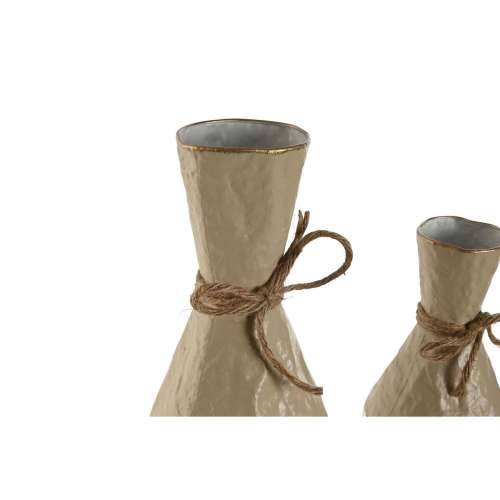 Set od 3 Vaze Home ESPRIT Bijela zlatan Metal 14 x 14 x 67 cm (3 Dijelovi) Cijena