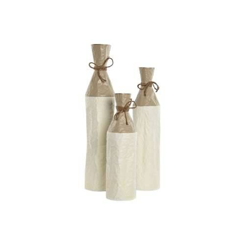 Set od 3 Vaze Home ESPRIT Bijela zlatan Metal 14 x 14 x 67 cm (3 Dijelovi) Cijena