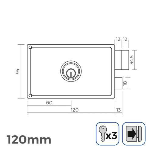 zaključavanje EDM Staviti iznad 120 x 94 mm Čelik Desni Cijena