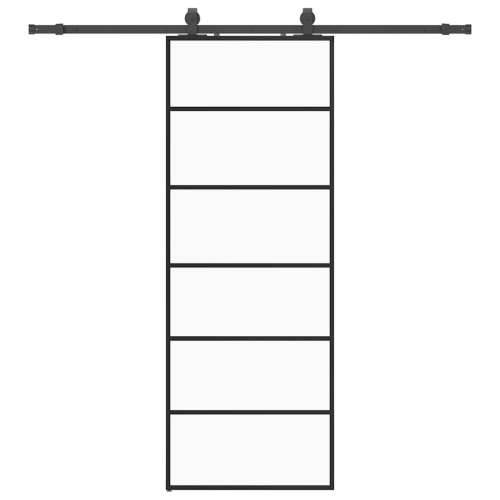 Klizna vrata s priborom crna 76 x 205 cm od ESG stakla - 5 vodoravnih šipki 76 x 205 cm (klizna vodilica od 200 cm) 1 Cijena