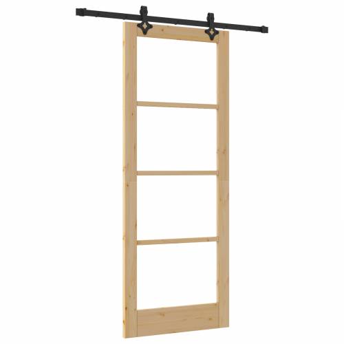 Klizna vrata s hardverom - 83x211 cm - Masivna borovina Cijena