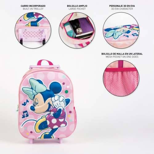 Školski 3D Ruksak s Kotačima Minnie Mouse Roza Cijena