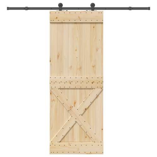 Klizna vrata s priborom za montažu 85 x 210 cm masivna borovina - 85 x 210 cm (213.5 cm) 1 križni dizajn Cijena