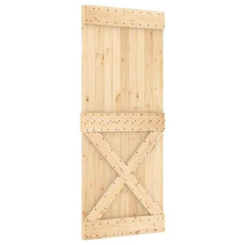Klizna vrata s priborom za montažu 85 x 210 cm masivna borovina - 85 x 210 cm (213.5 cm) 1 križni dizajn Cijena