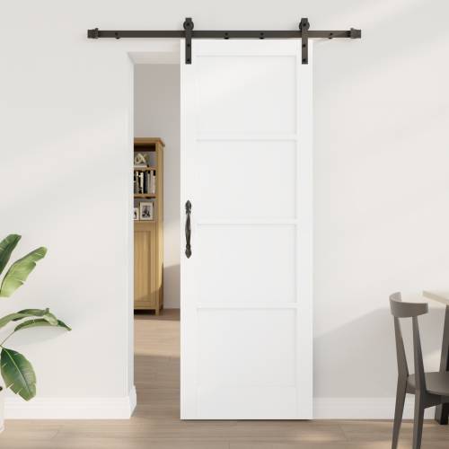 Klizna Vrata s Setom Opreme Bijela 73.5x211 cm Čvrsta Drvo Borovina Cijena
