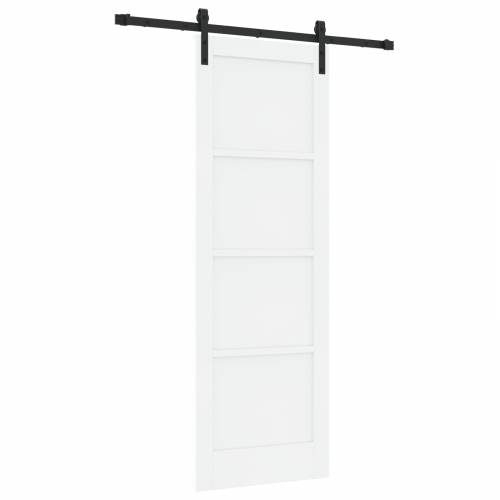 Klizna Vrata s Setom Opreme Bijela 73.5x211 cm Čvrsta Drvo Borovina Cijena