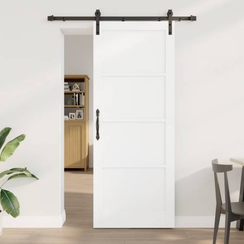 Klizna Vrata sa Setom Opreme Bijela 83x211 cm Čvrsto Drvo Bor Cijena