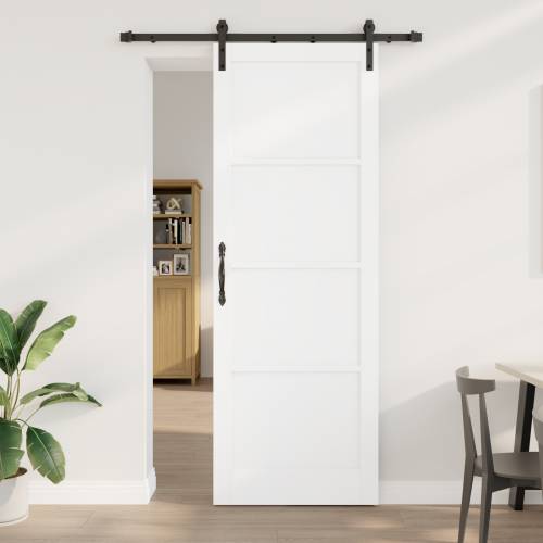 Klizna vrata s setom hardvera bijela 83x232 cm od punog bora Cijena