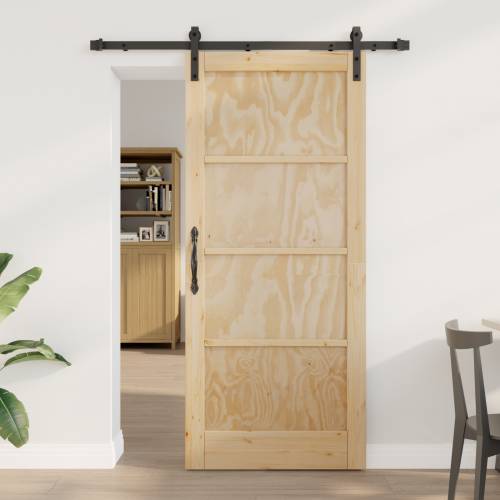Klizna Vrata s Hardverom Set 86x198.5 cm Čvrsto Drvo Bor Cijena