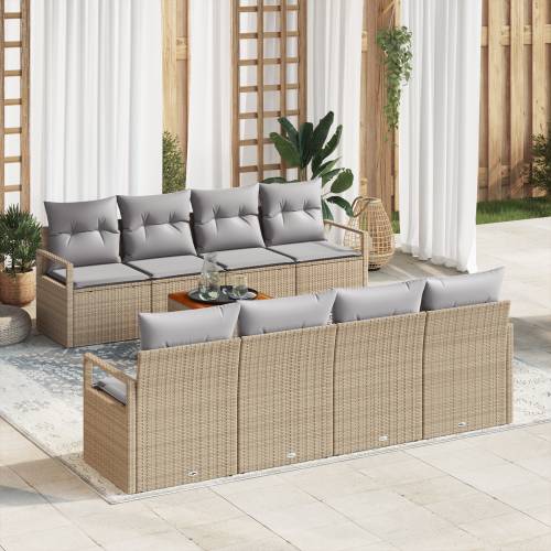9 Komadni Vrtni Sofa Set s Jastucima Bež Poliratanski Akacija Cijena