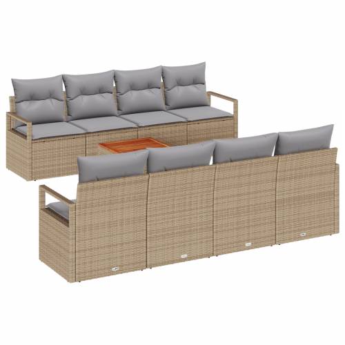 9 Komadni Vrtni Sofa Set s Jastucima Bež Poliratanski Akacija Cijena