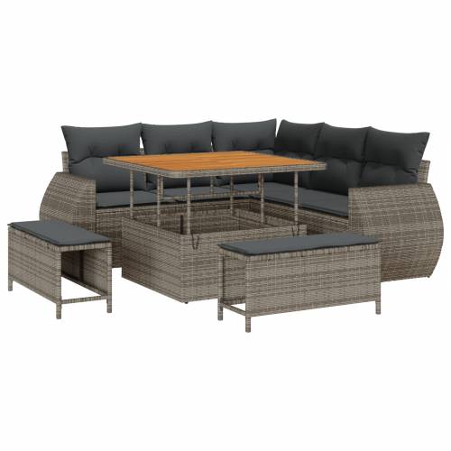 8-dijelni vrtni sofa set s jastucima siva poli ratan acacia Cijena