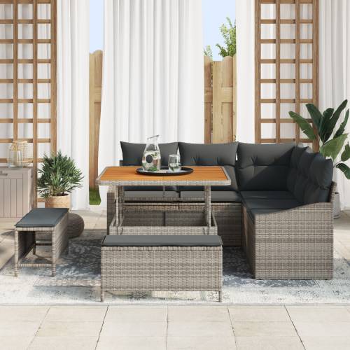 8-komadna vrtna sofa set s jastučićima siva poli ratan akacija Cijena