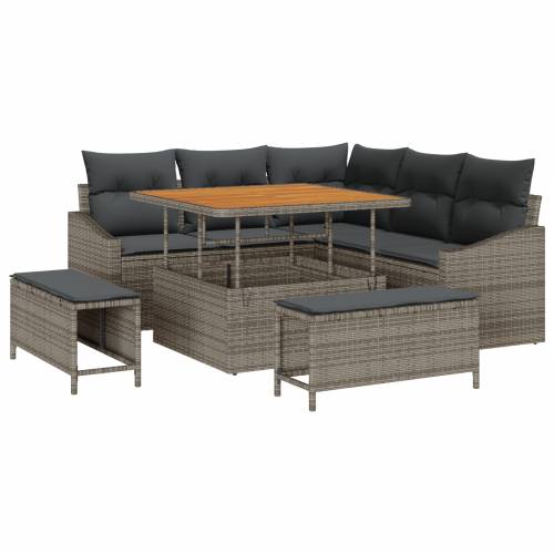 8-komadna vrtna sofa set s jastučićima siva poli ratan akacija Cijena