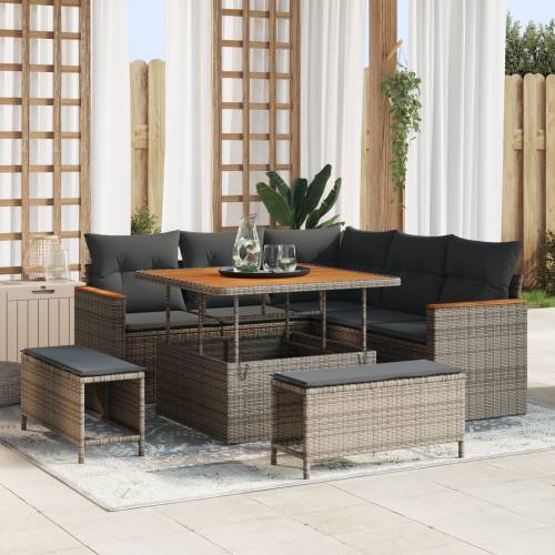 8 komada vrtni sofa set s jastučićima siva poli ratan akacija Cijena