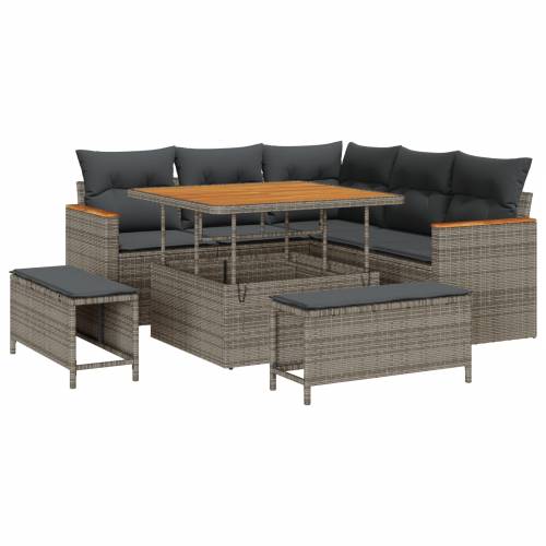 8 komada vrtni sofa set s jastučićima siva poli ratan akacija Cijena