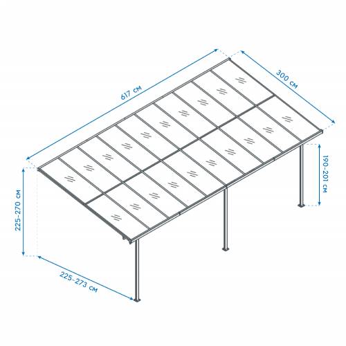 Westmann - Aluminijska nadstrešnica za terasu Bruce 6m | Bijela | 300x617x270 cm - BRANDED IN GERMANY Cijena