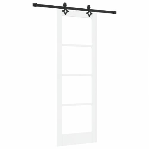 klizna vrata s kompletnim setom bijelih 73.5x211 cm od čvrstog borovog drva Cijena