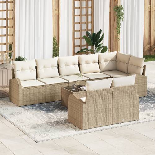 set od 9 komada garniture za vrt s jastučićima smeđa poli ratan Cijena