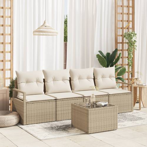 5 komada vrtni sofa set s jastučićima bež poli ratan Cijena