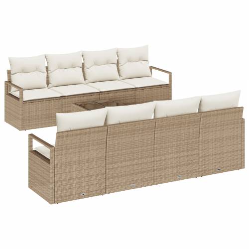 Vrtna garnitura - 9-dijelni set vrtnih sofa s jastučićima bež poli ratan Cijena