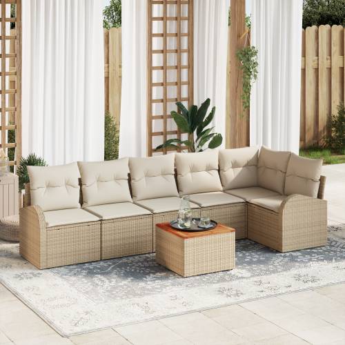 7-dijelni vrtni sofa set s jastučićima bež poli ratan akacija Cijena