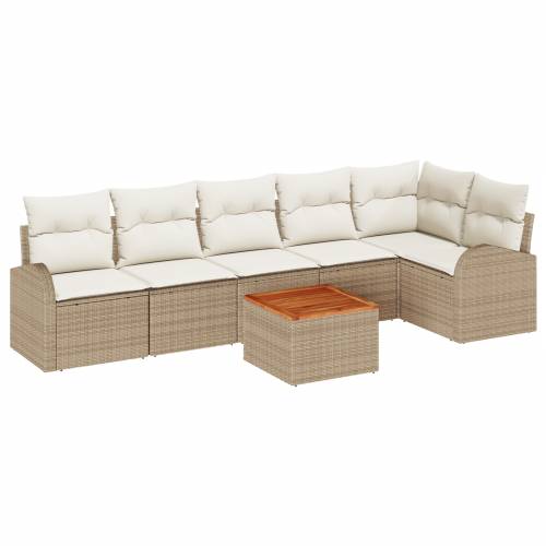 7-dijelni vrtni sofa set s jastučićima bež poli ratan akacija Cijena