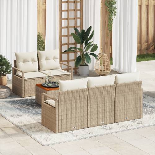 6-dijelni Vrtni Sofas Set s Jastučićima Bež Poli Ratan Akacija Cijena
