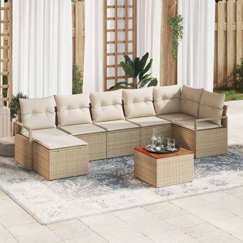 8-komadni Vrtni Sofa Set s jastučićima Bež Poli Ratan Akacija Cijena