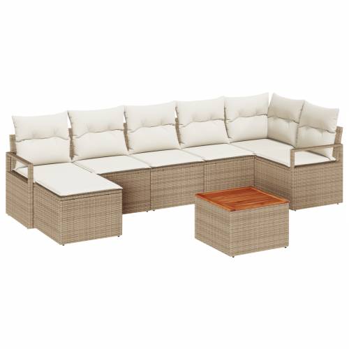 8-komadni Vrtni Sofa Set s jastučićima Bež Poli Ratan Akacija Cijena