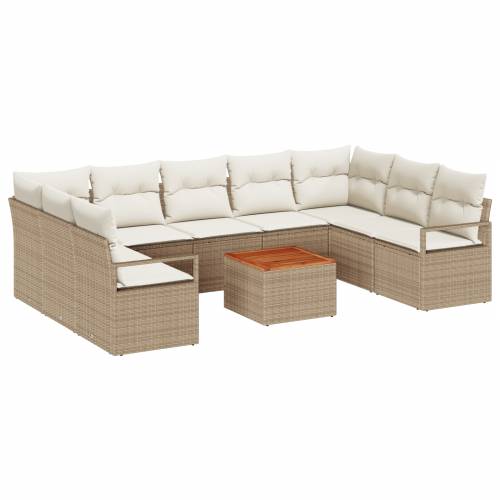 Set sofa za vrt od 10 komada s jastučićima Bež Poli Ratan Akacija Cijena