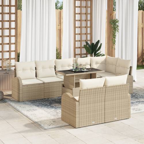9-dijelni vrtni sofa set s jastucima bež poli ratan Cijena