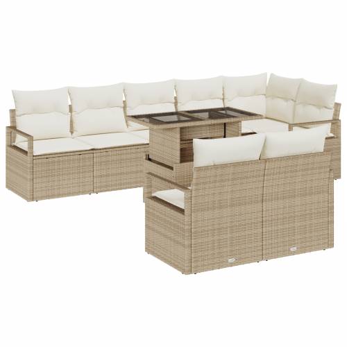 set vrtnih sofa s jastucima bež poli ratan Cijena