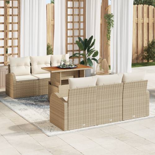 Vrtna garnitura - 7-dijelni set vrtnih sofa s jastučićima Bež poly ratan Cijena