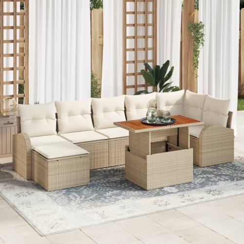 8-dijelni vrtni set sofa s jastučićima Bež Poly Ratan Cijena