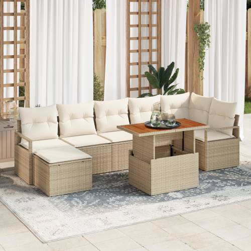 Set od 8 komada vrtnih sofa s jastučićima, bež poli ratan Cijena