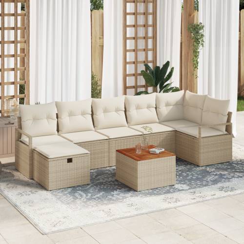 8-dijelni Vrtni Sofa Set s Jastucima Bež Poli Ratan Cijena