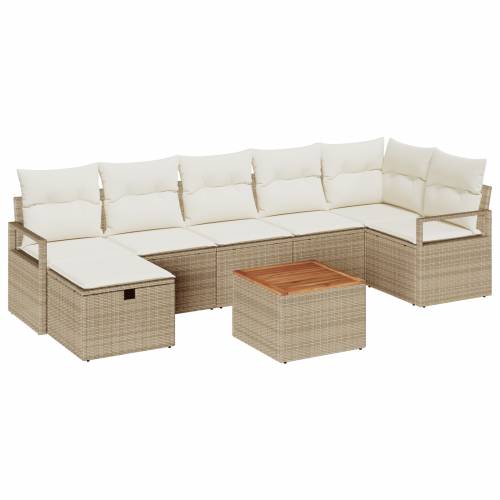 8-dijelni Vrtni Sofa Set s Jastucima Bež Poli Ratan Cijena