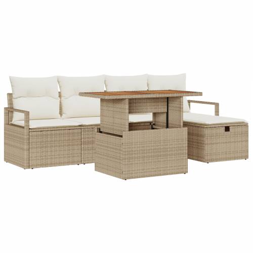 set od 6 dijelova vrtni sofa s jastučićima bež poli ratan Cijena