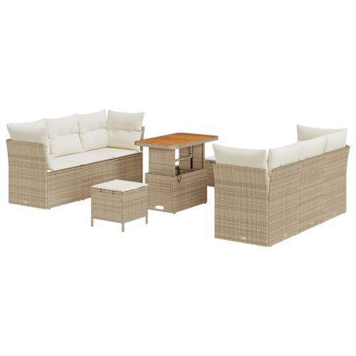 9-dijelni vrtni set sofa s jastučićima bež poli ratan akacija Cijena