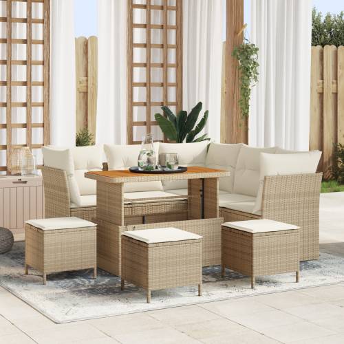 9-dijelni vrtni sofa set s jastučićima bež poli ratan akacija Cijena