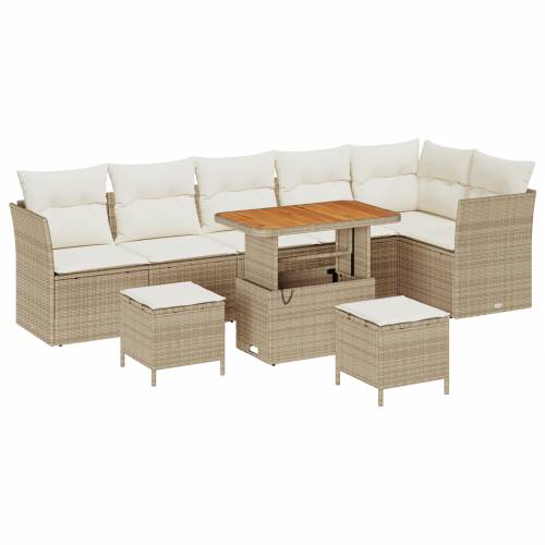 set od 9 dijelova vrtnih sofa s jastučićima bež poli ratan akacija Cijena