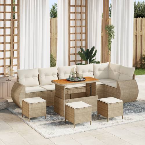 10-dijelni vrtni set sofa s jastučićima bež poli ratan akacija Cijena