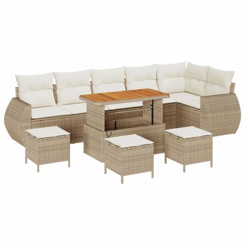 10-dijelni vrtni set sofa s jastučićima bež poli ratan akacija Cijena
