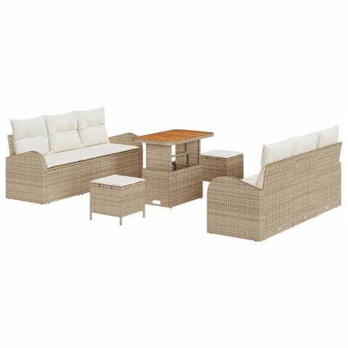 9-dijelni vrtni sofa set s jastučićima bež poli ratan akacija Cijena