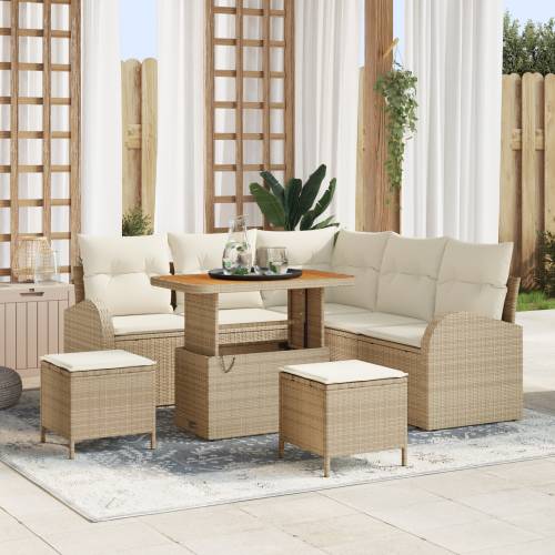 set od 8 vrtnih sofa s jastučićima bež poli ratan akacija Cijena
